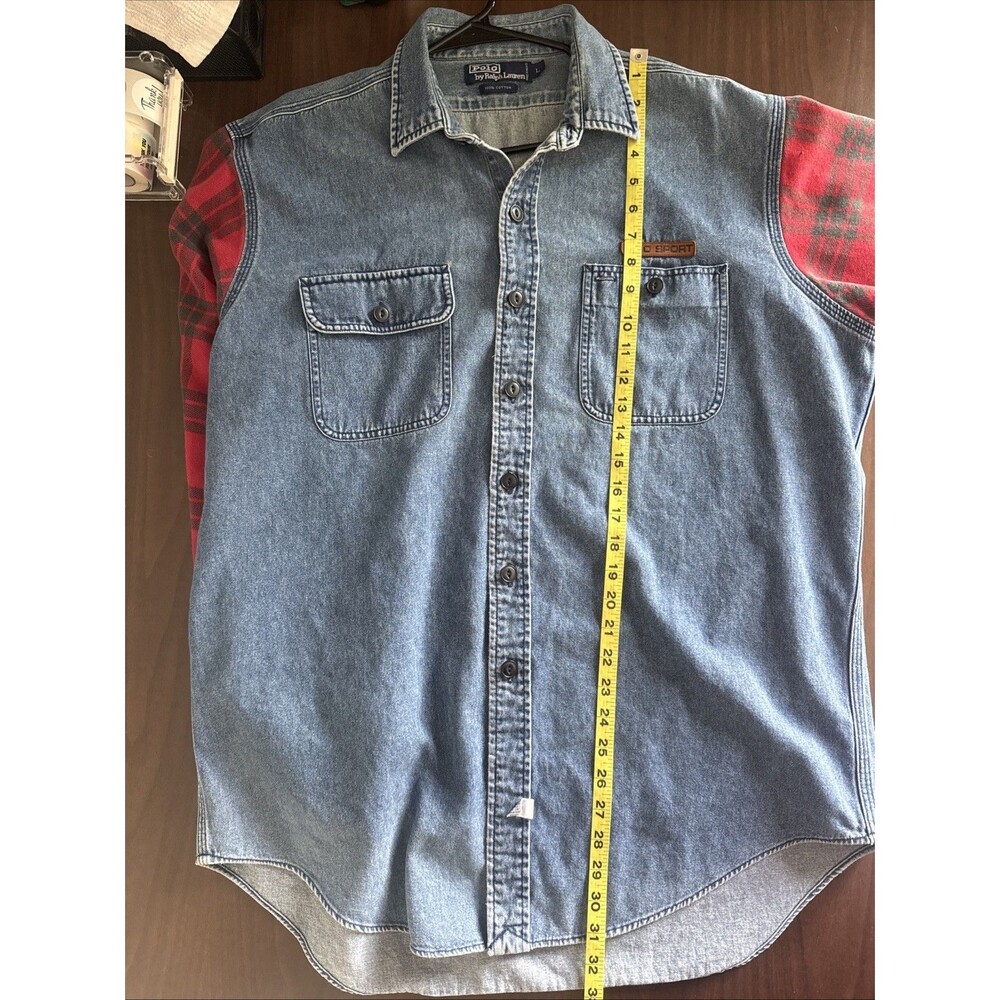 Vintage Polo Sport Ralph Lauren Cotton Mens Size L Long Sleeve Button Down Shirt - Picture 7 of 9